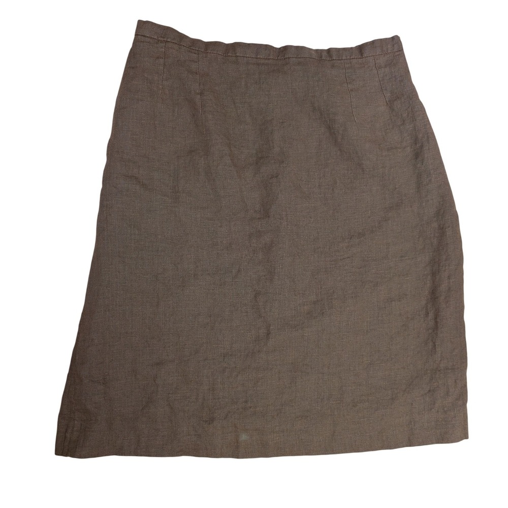 Don Algodon Brown Linen Mini Skirt Straight Office Casual Minimalist Fall